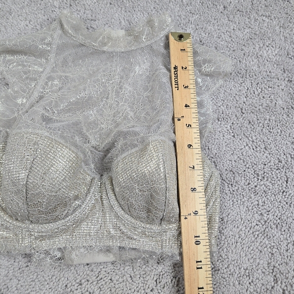 Victoria's Secret Dream Angels 32C High Neck Lace Demi champagne gold Metallic - Picture 8 of 9